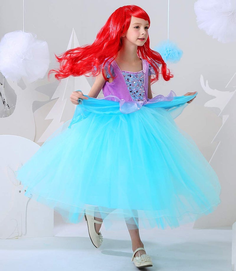 CQDY Ariel Princess Dress Little Mermaid Halloween Costumes Dress Up Party Girls Cosplay Kids Ball Gown - Image 3
